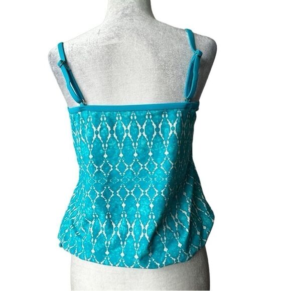 Ocean Avenue Swimwear Tankini Turquoise Blue White SZ M - Picture 2 of 15